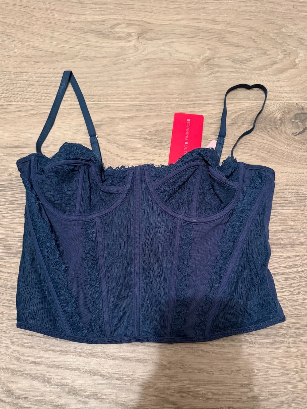 Beginning Boutique Navy Lace Corset Top